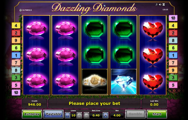 slot machine dazzling diamonds